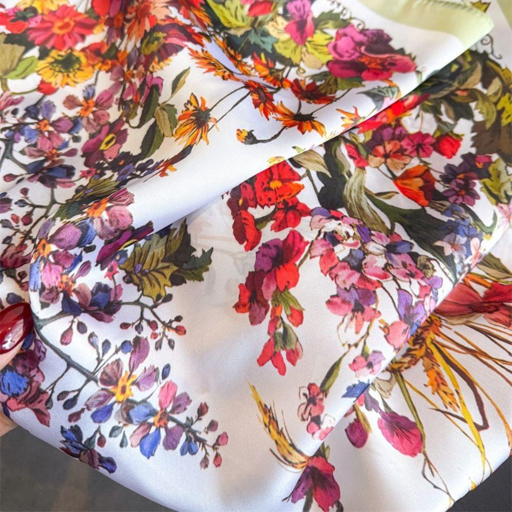 Square Shape Floral Print Scarf Silk Material Hijab Scarf Silk Square Scarf Fashion Decorate