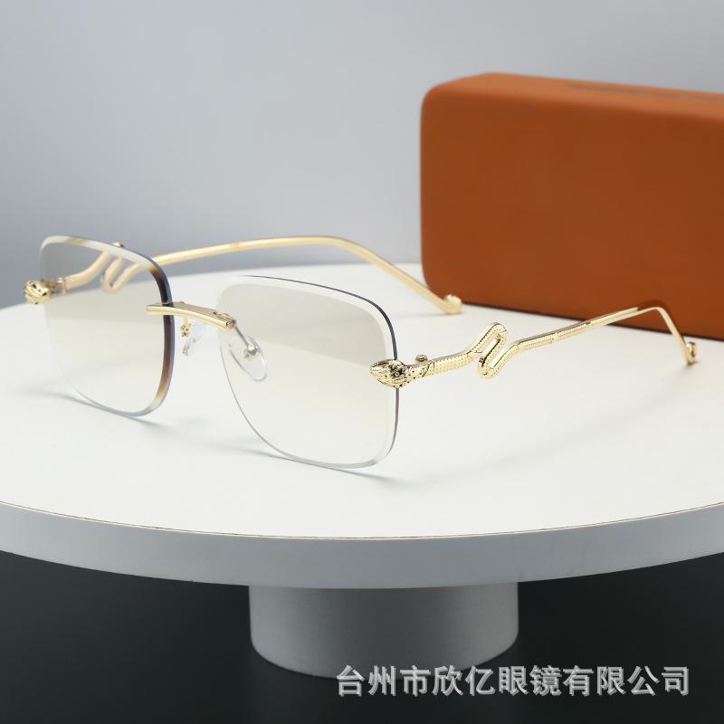 New designer snake glasses legs personalized retro frameless sunglasses women's gradual change of color fashion trend sunglasses