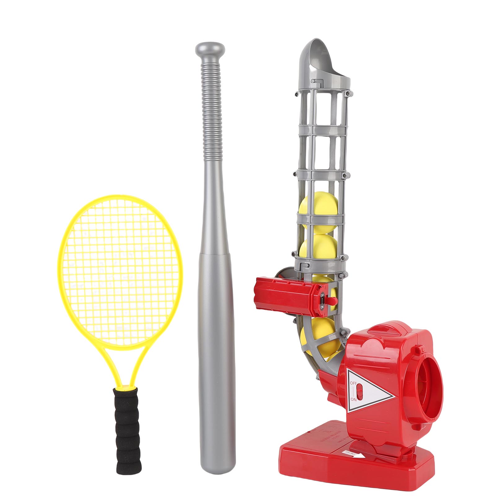 

2 in 1 Baseball Tennis Pitcher Auto Pitching Machine Set with Baseballs Bat Tennis Racket Boys Girls Indoor Outdoor Sports Game