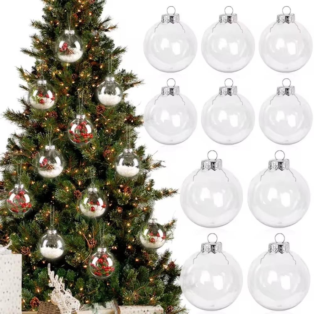 6Pcs PET Clear Plastic Christmas Ball Fillable Plastic Bauble Xmas Tree Hanging Ornaments  New Year