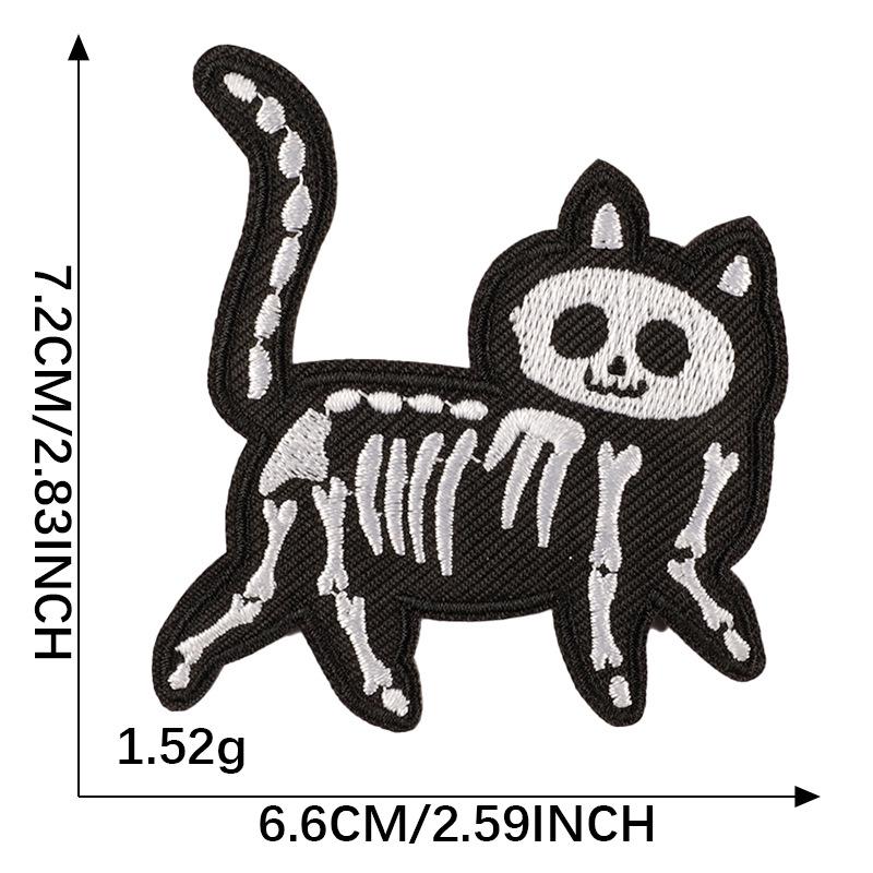 Halloween Skull Kitty Embroidered Patch - DIY Clothing Accessory