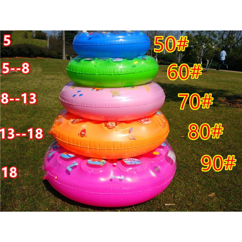 50-90cm Swimming Ring Thickened Double Layer Inflatable Fluorescent Pool Float Summer Swimming Toy