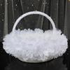 Chiffon Flower Basket Lace Rhinestone Flower Basket Elegant Lace Handle Flower Wedding Boys Girl Basket Hand Flower Basket