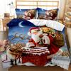 Red Christmas Bed Three-Piece Quilt Cover 3D Digital Printing Kit Bedding