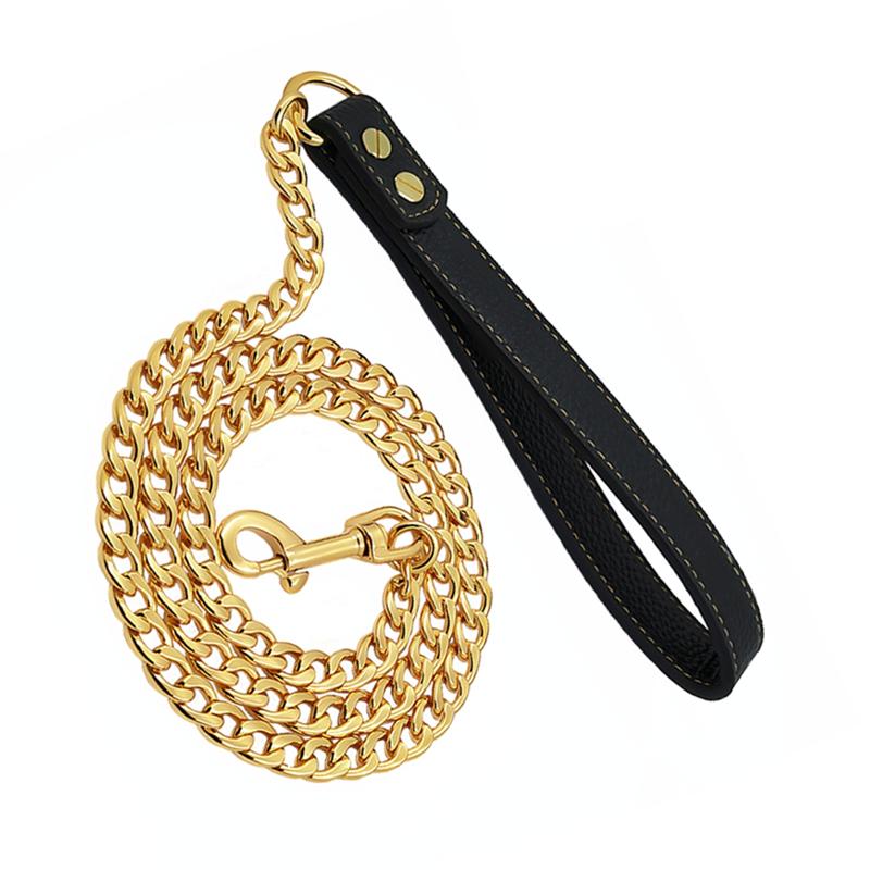 Gold Dog Leash Stainless Steel Pet Weld Chain For Small Medium Large Strong Metal Dog Lead Chain A