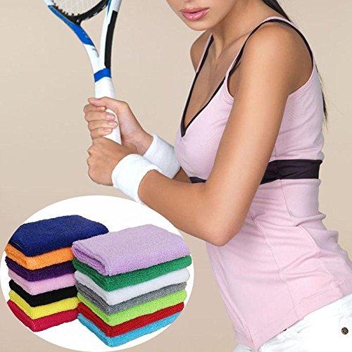 Cotton Sweatband Moisture Wicking Athletic Terry Cloth Wristband for Tennis Basketball Running Gym Workout Black 8 10 Cm