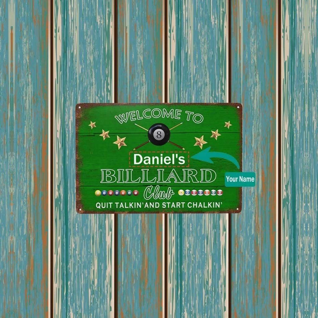1pc 20x30cm Personalized Billiard Club Metal Sign Custom Name Aluminum Wall Decor Pool Backyard Game Room Plaque