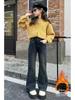 Girls' Plus Velvet Flared Pants - Stylish Slim Fit Autumn/Winter Jeans for Older Children and Students