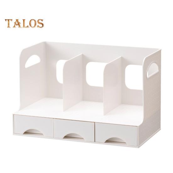 Pen Holder Bookend Large Capacity Desk Organizer with Smooth Drawer Handles Multi-Functional Storage Stationery Organizer