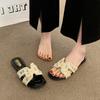 Super beautiful flat-bottomed cool slippers for women to wear 2025 summer new fairy style with skirt half-drag seaside beach sandals