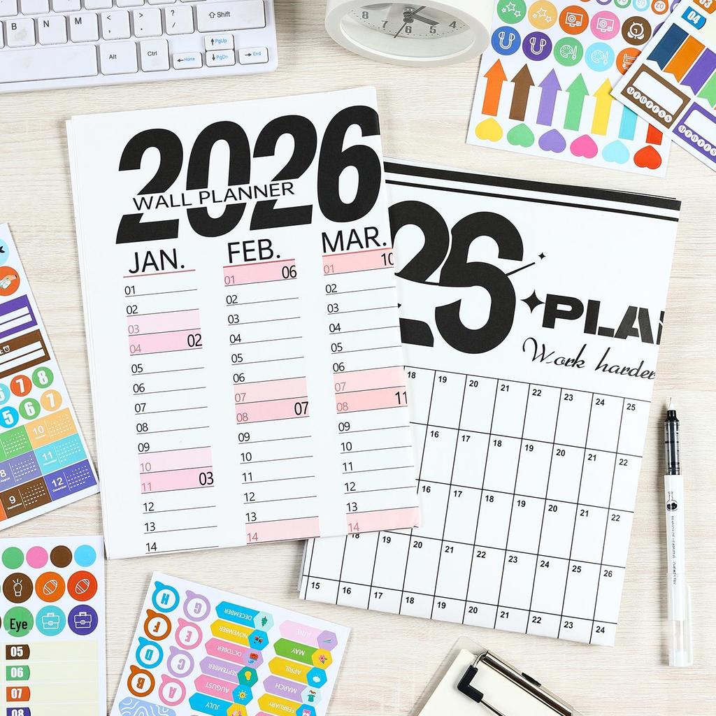 Yuezhen 2026 Year-End Calendar & New Year Wall Sticker Self-Discipline Chart