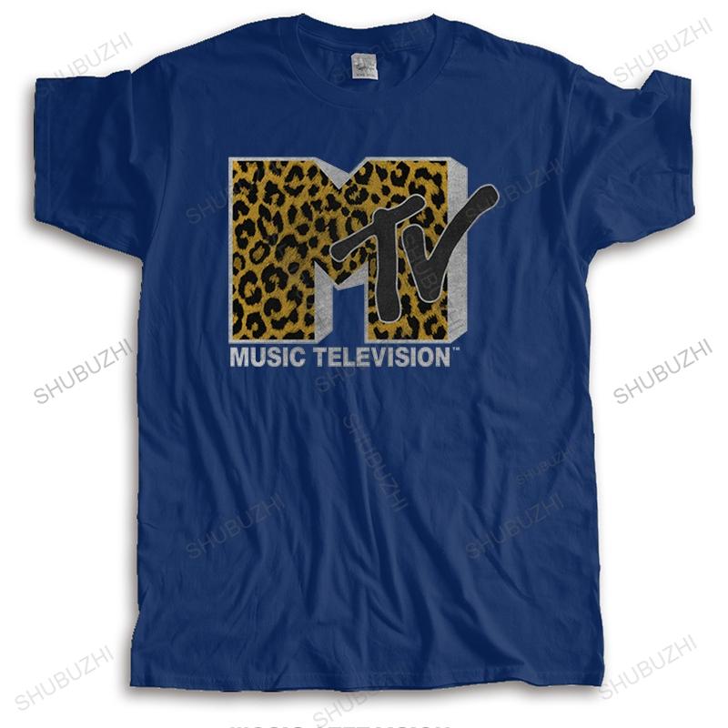 Man Crew Neck Short Sleeve Tshirt Men Cotton Tops MTV Cheetah Print Logo Music Television Brand Unisex Teeshir for Him Plus Size