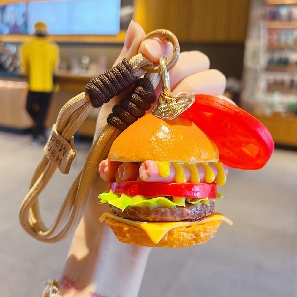 PVC Simulation Hamburger Keyring Realistic Food Beef Hamburger Ornaments Giveaway