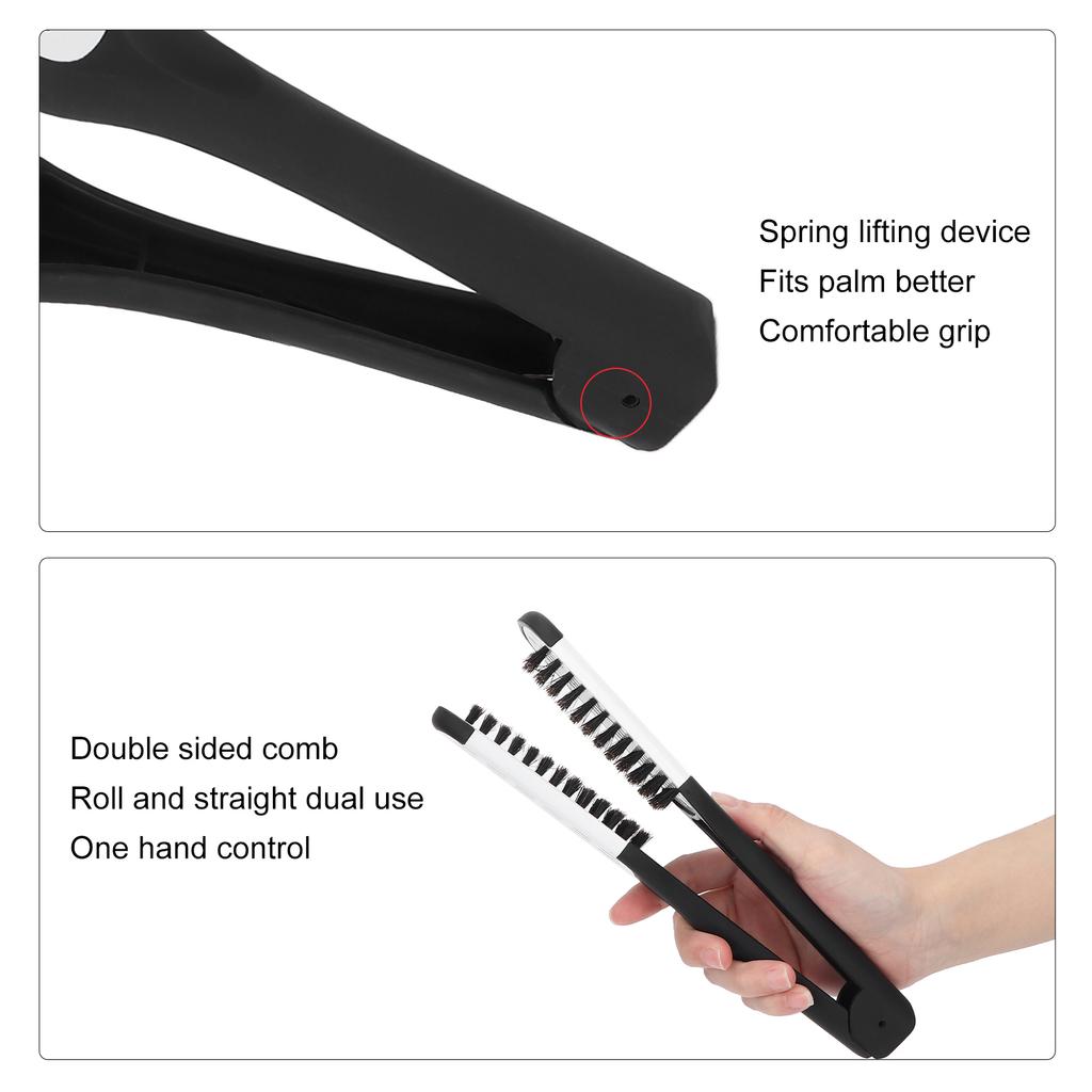 Double Sided Brush Clamp Multifunctional Hair Brush Straightener Styling Tool for Women Men