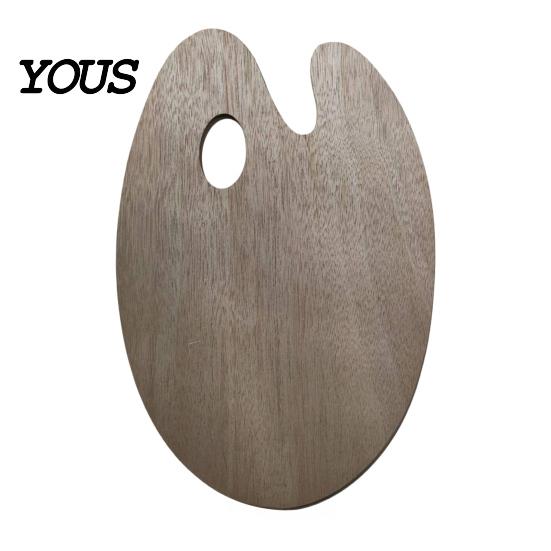 Fine Art Mixing Board Wooden Paint Palette with Thumb Hole for Oil, Acrylic, Durable Artist Tray Watercolor Painting, Oval-Shaped Wood Artists