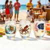 Vaso Creativo Sin Pie Taza Hecha a Mano Estampado Único con Temática de Animales Marinos Vaso Artístico para Bar Cristalería Decorativa para Cócteles