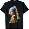 Girl with a Pearl Earring Art Print T-Shirt, Girls' Big Kid, Unisex, Black, Small, Short Sleeve, Classic Fit