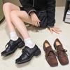 Autumn Women's Retro Square Head Shallow Mouth Casual Single Shoes Fashion Versatile Comfortable Lace Up Coarse Heel Pumps