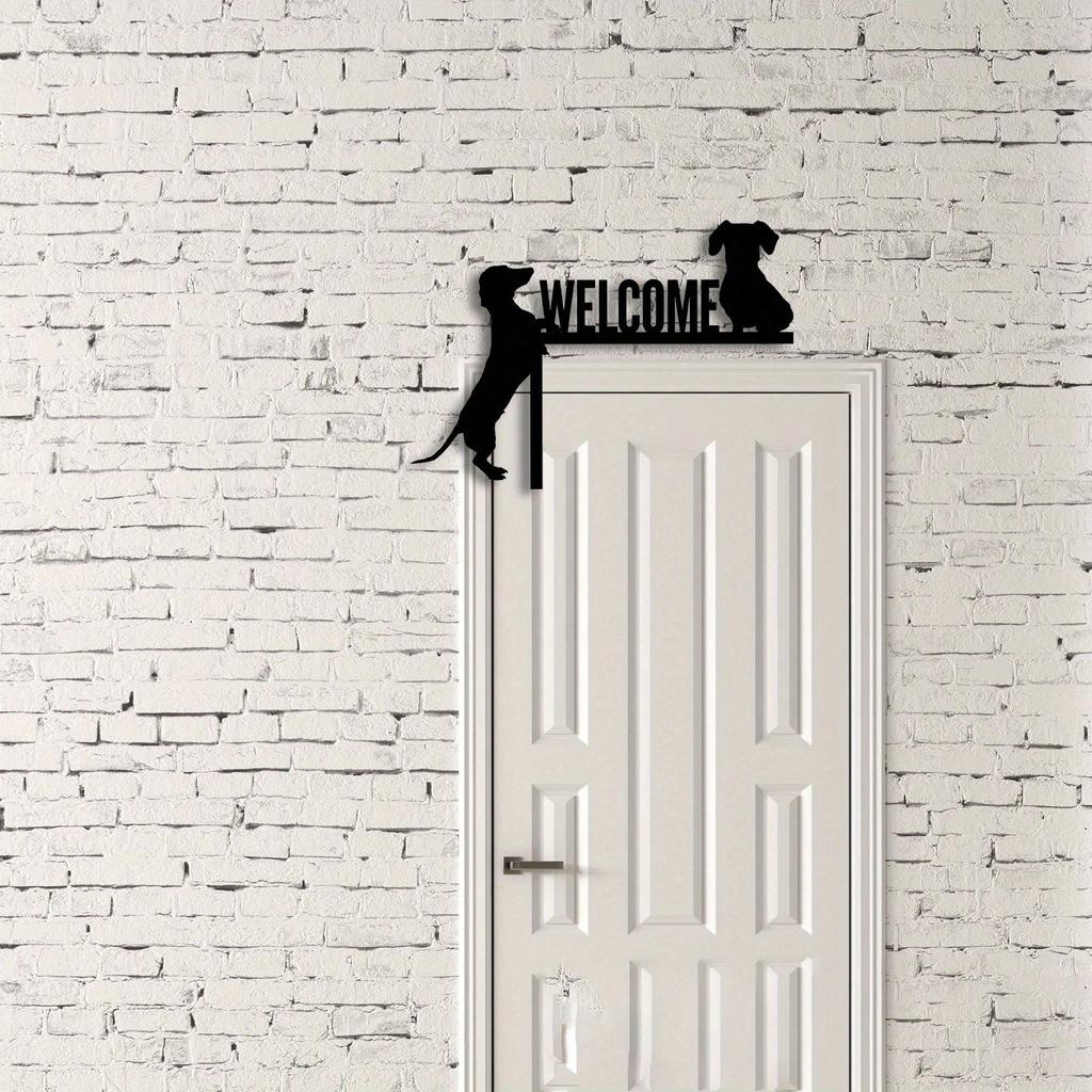 Dachshund Welcome Door Topper, Dog Silhouette Door Frame Decor