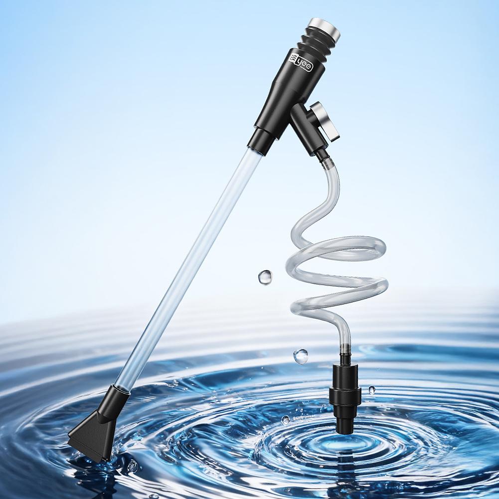 Aquarium Water Filter Flexible Fish Tank Cleaner Siphon Adjustable Inlet Pipe Length Built-in Filter Screen