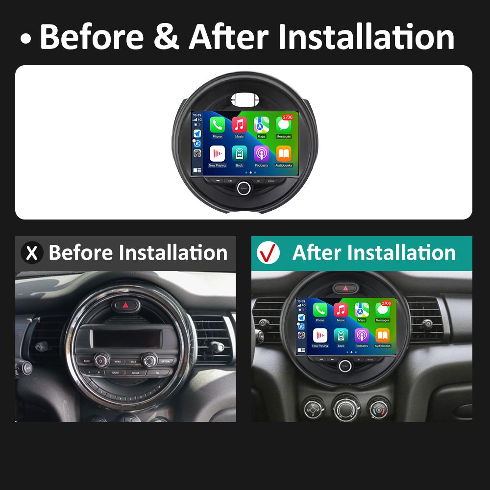 For BMW Mini Cooper Car Multimedia Audio Video Player Android OS Wireless Carplay DSP Stereo QLED IPS Screen Bluetooth Head Unit