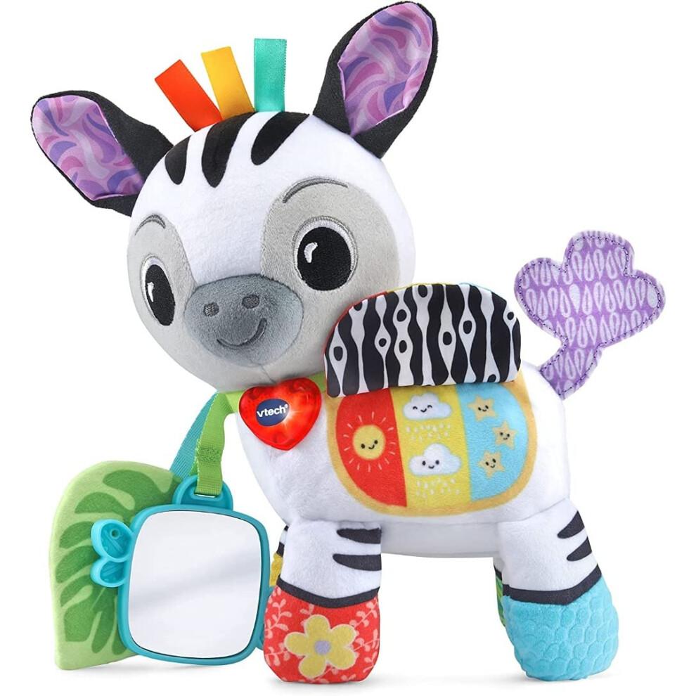VTech Baby Para Levar Zebra Macia, Brinquedo Sensorial com Cores, Luzes, Música e Sons, para Meninos e Meninas a partir de 3, 6, 12, 24 + meses, Versão Inglesa