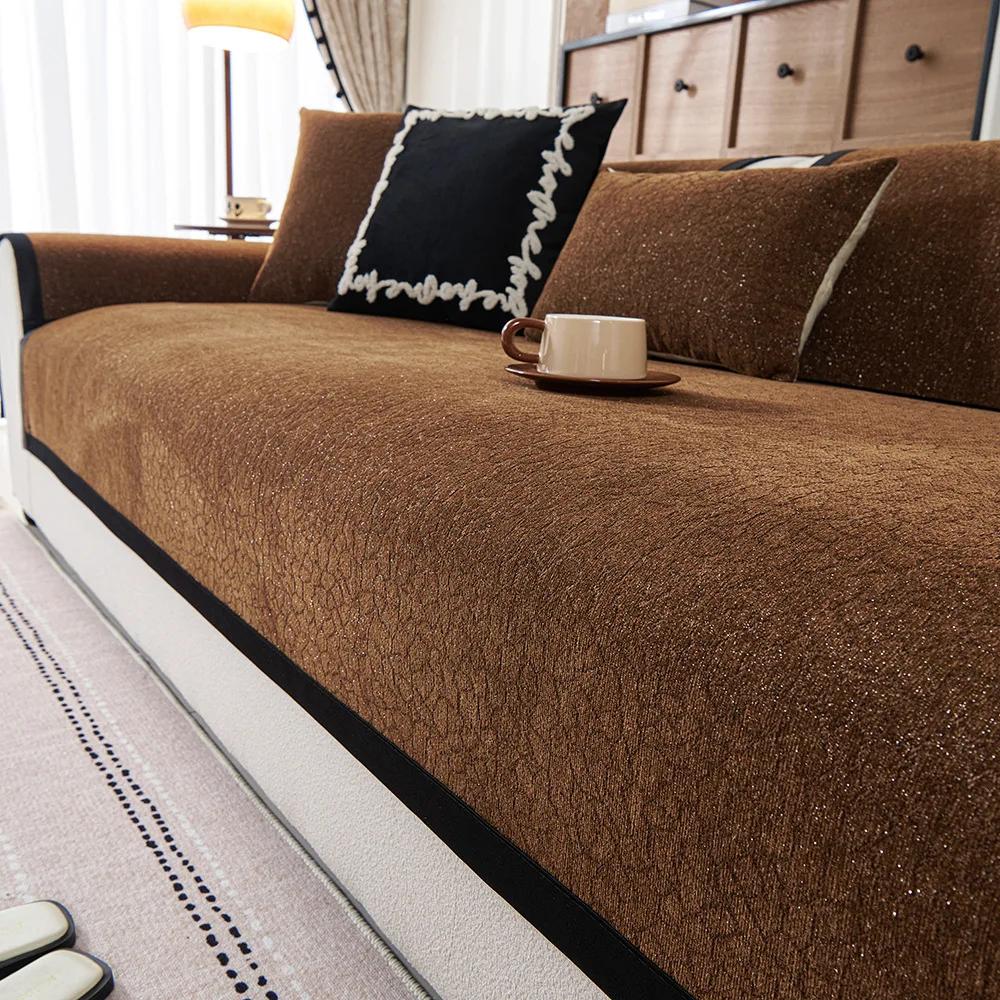 Nordic Chenille Sofa Seat Cover For Living Room Non-Slip Couch Mat Towel Soft Corner Sofa Slipcover Seat Home Protection Pad