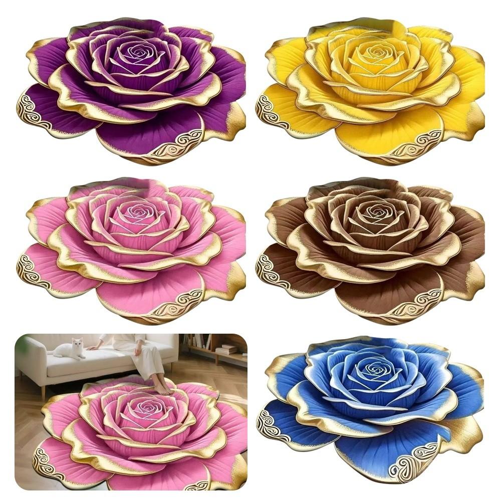 Non-slip 3D Flower Carpet Special-shaped Bathroom Floor Mat for Living Room Tea Table Bedside