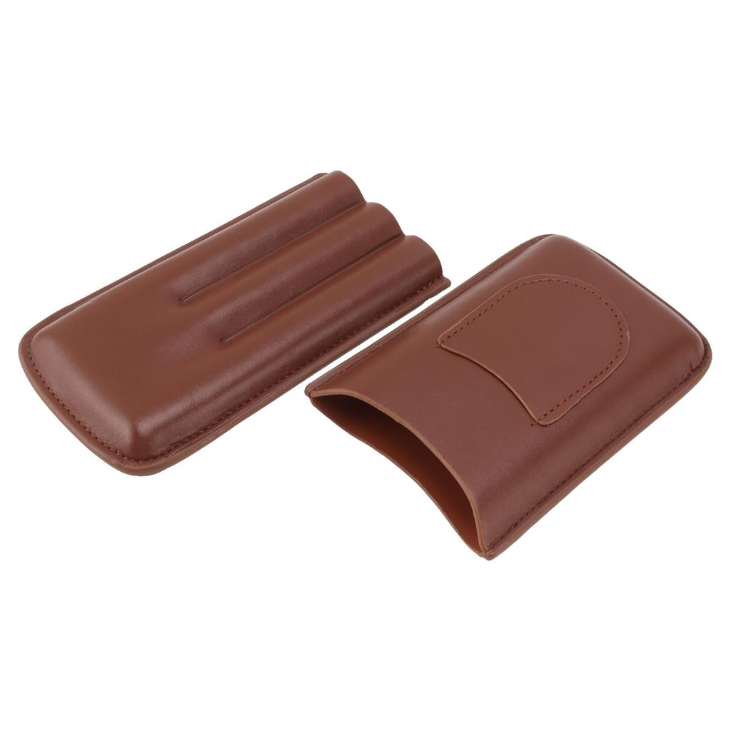 Cigarette Case Leather 3pcs Capacity Portable Cigar Storage Box with   for Outdoor