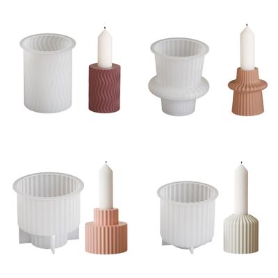 Portacandele Creativi Stampi in Silicone Stampo in Silicone Premium Per la Creazione di Ornamenti Portacandele a Strisce Personalizzati