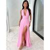 Robe Longue Halter Sans Manches pour Femme Taille Haute Bodycon Robe de Soirée