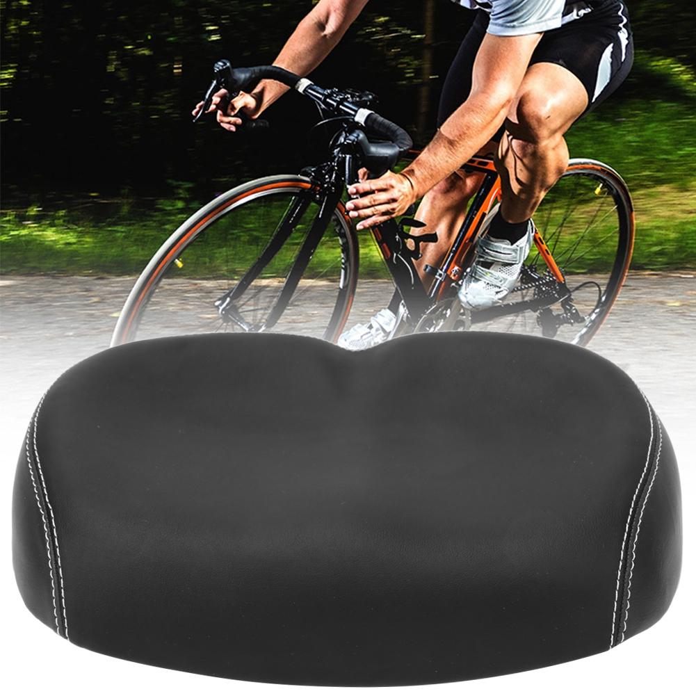 PU kůže Sedlo na kolo Rozšířené Pohodlné Prodyšné Tlumení Měkký Polštář sedla na kolo Černý