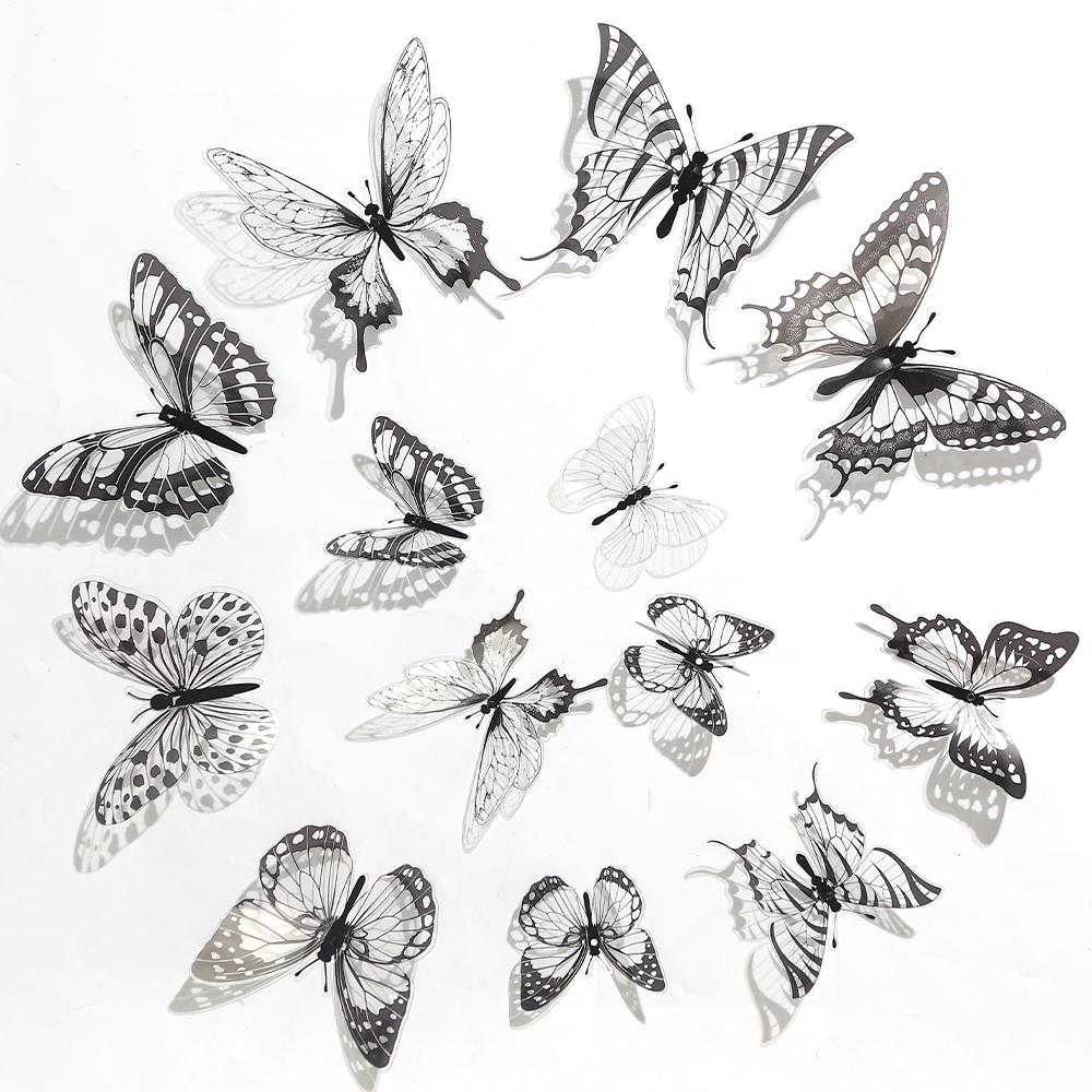 

32Pcs Colorful 3D Butterflies Wall Sticker Butterfly for Kid for Home Room Interior Decor Wedding Party Decoration Wall Ornament чёрный