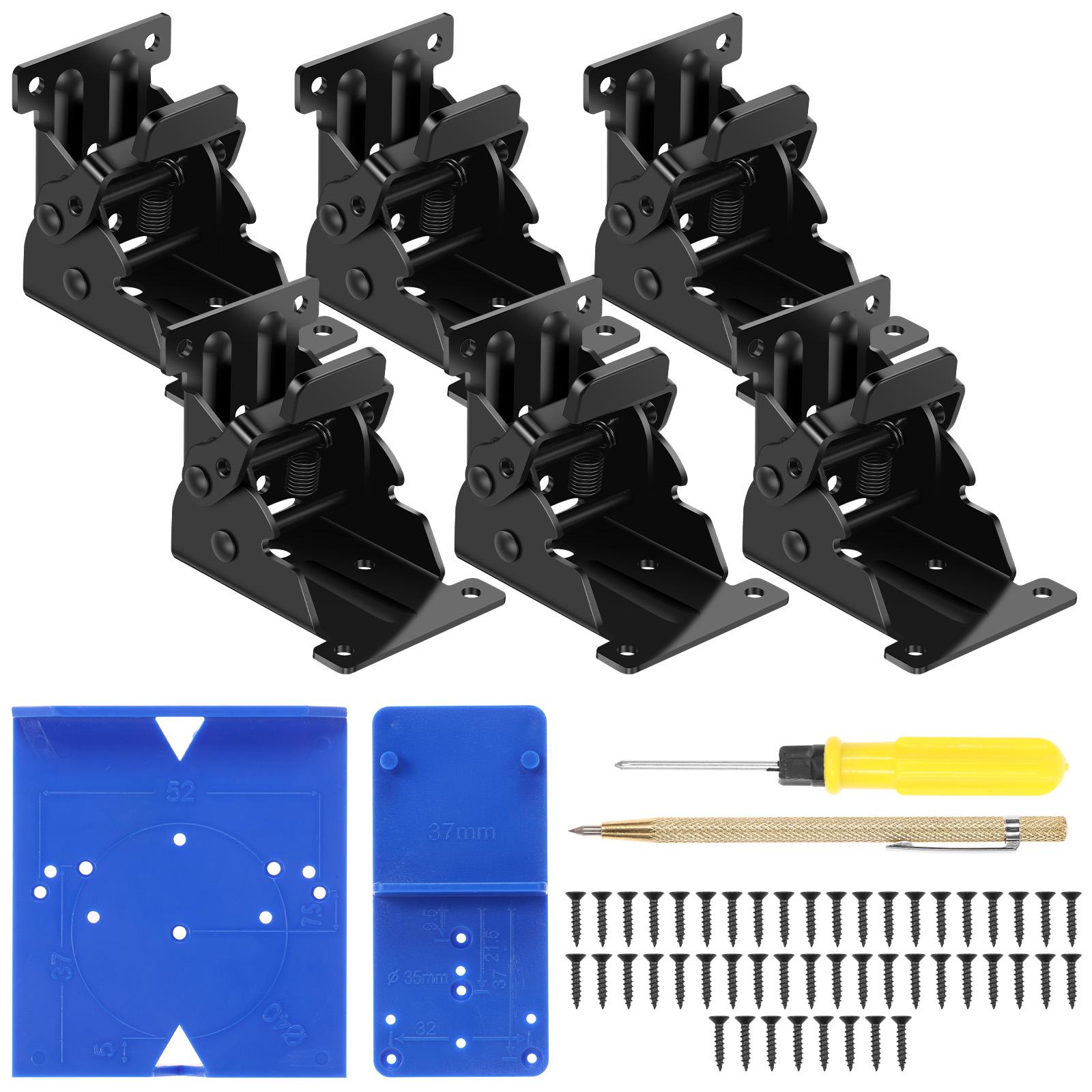 

6Pcs Carbon Steel Table Leg Folding Bracket Versatile Strong Load Bearing Table Feet Foldable Hinge for Furniture Leg Cabinet