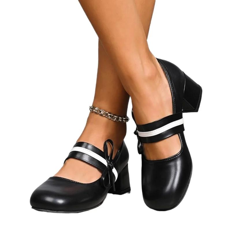 Fashion 2025 Fashion Ladies Shoes Buckle Strap Women's High Heels New Shallow Dress Butterfly-knot Plus Size Best Seller Mary Jane Shoes