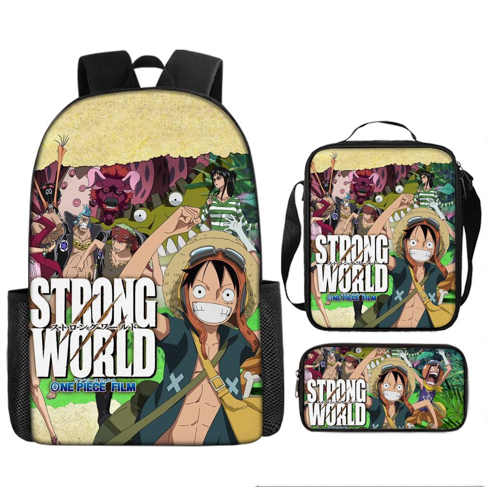 One Piece Cartoon Anime Rucksack Leichte Ergonomische Schultasche für Grundschüler Umhängetasche Federmäppchen Set