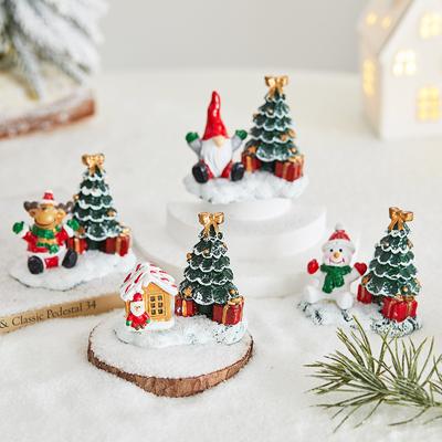 Yeni Reçine Noel Baba Küçük Ev Dekorasyonu Otel Alışveriş Merkezi Vitrin Masaüstü Tatil Sahnesi Dekorasyonu