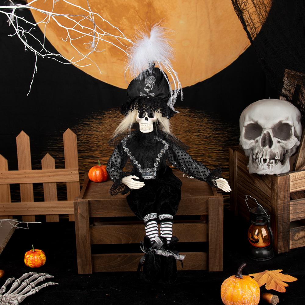 Halloween Romantic Skeleton Couple Figurines Craft Gothic Bride Groom Art Sculpture Groom Home Window Hanging Pendants Ornaments