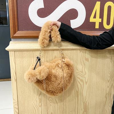 2025 New Bag Fashion Heart Bag Women's Chain Messenger Bag Plush Love Shoulder Fluff Valentine's Day Gift