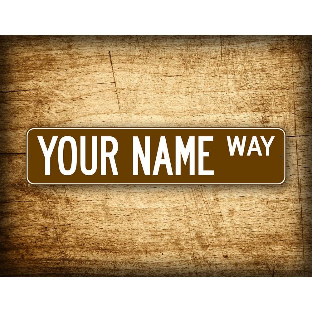 Custom Brown White 4x16 Inch Novelty Street Sign Personalized Text Wall Decor