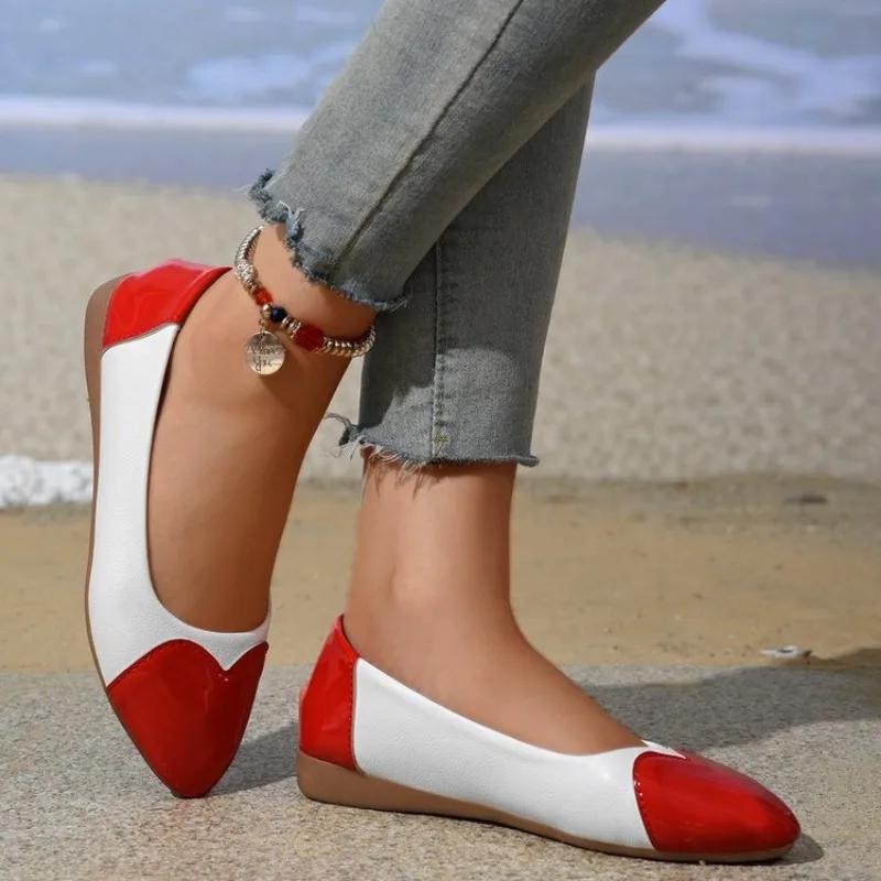 Fashion New Large Size Flat Sole Women Shoes Fashion Round Head Heart-shaped Comfort Soft Sole Casual Shoes for Women Zapatos De Mujer