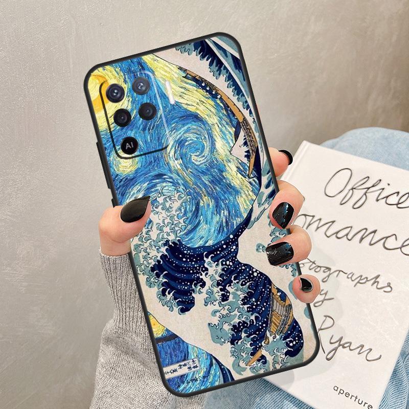 Great Kanagawa Wave Case For Oppo A54 A74 A94 A17 A57 A77 A76 A16 A96 A18 A60 A80 A40 A38 A58 A78 A98 A15 A5 Pro