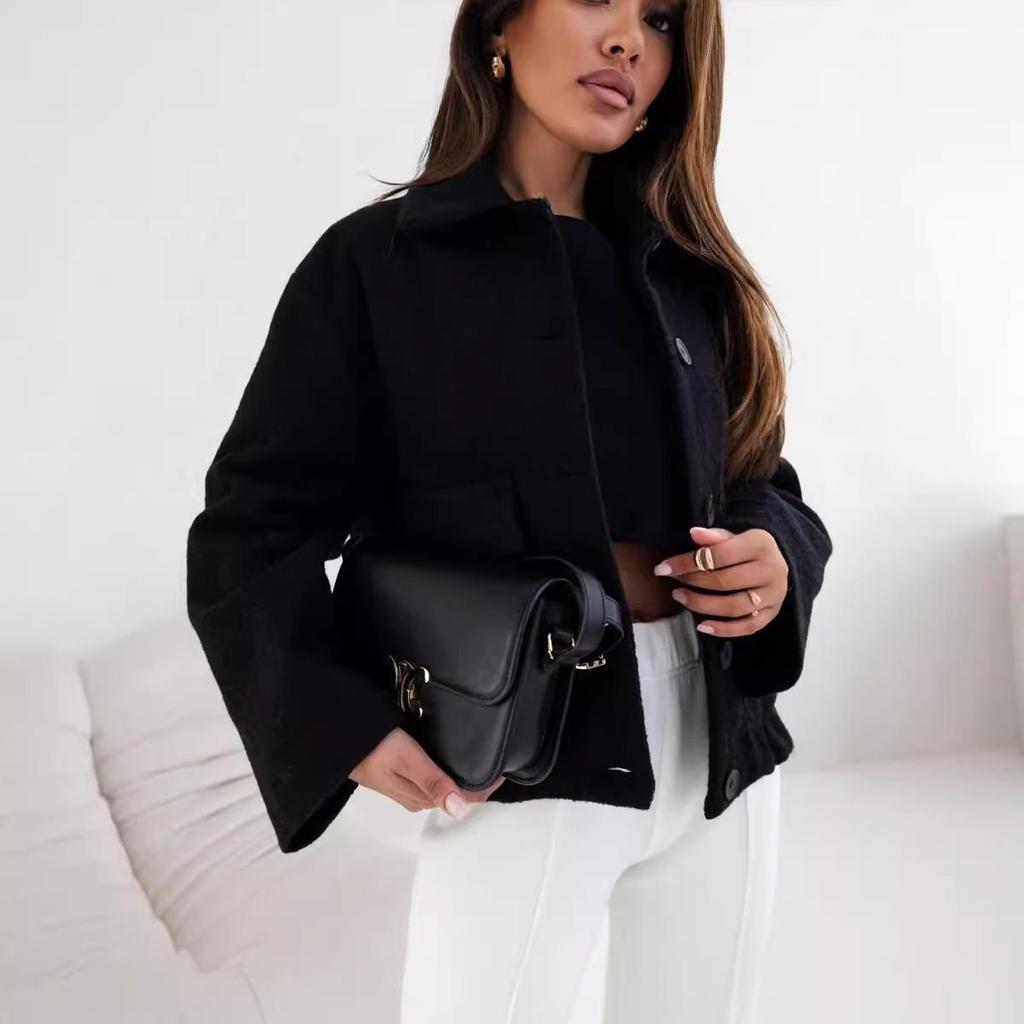 Women's Autumn/Winter Solid Color Woolen Coat 2024