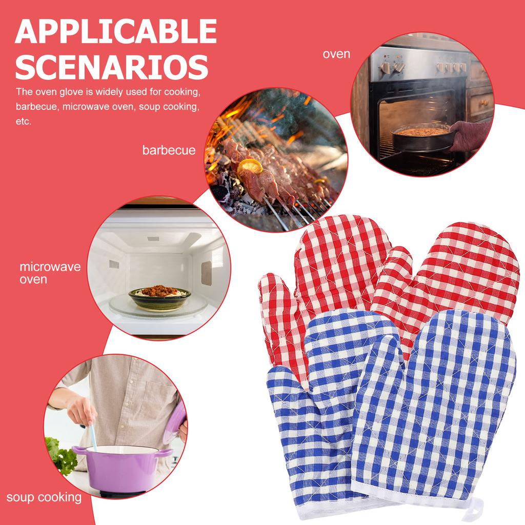 4 Stück Isolierhandschuhe Ofenhandschuhe Grillhandschuhe Kinder Küchenutensilien Rutschfest Polyester Isoliert Gitter Hitzeschutz