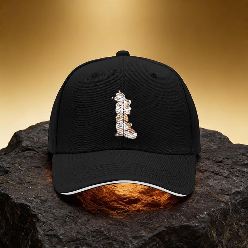 Three Cute Cats Illustration Hat, Unisex Printed Baseball Cap, Sandwich Brim Snapback, Sports Cap, Suitable for Daily Commuting