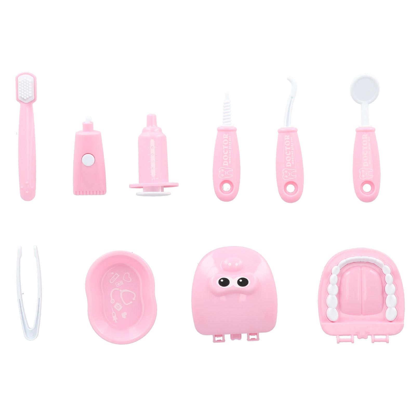 Children s Doctor Toy Set Simulation Dentist Play House Role Playing Medicine Box Stethoscope Children s Toy Set(Pink )