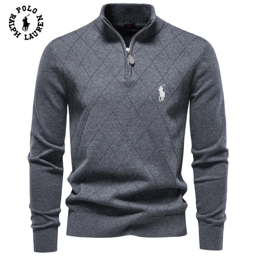 Polo Ralph Lauren 2026 Autumn and Winter Stand Collar Cotton High-quality Unisex Sweater Casual Half Zipper Solid Color Pullover