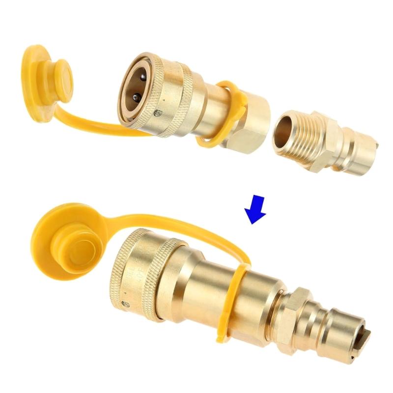 Practical Brasses Gas Fittings Quick Disconnecting Connectors 1/2Inch NPT Thread For Propanes Natural Gas Grills Pizza Oven