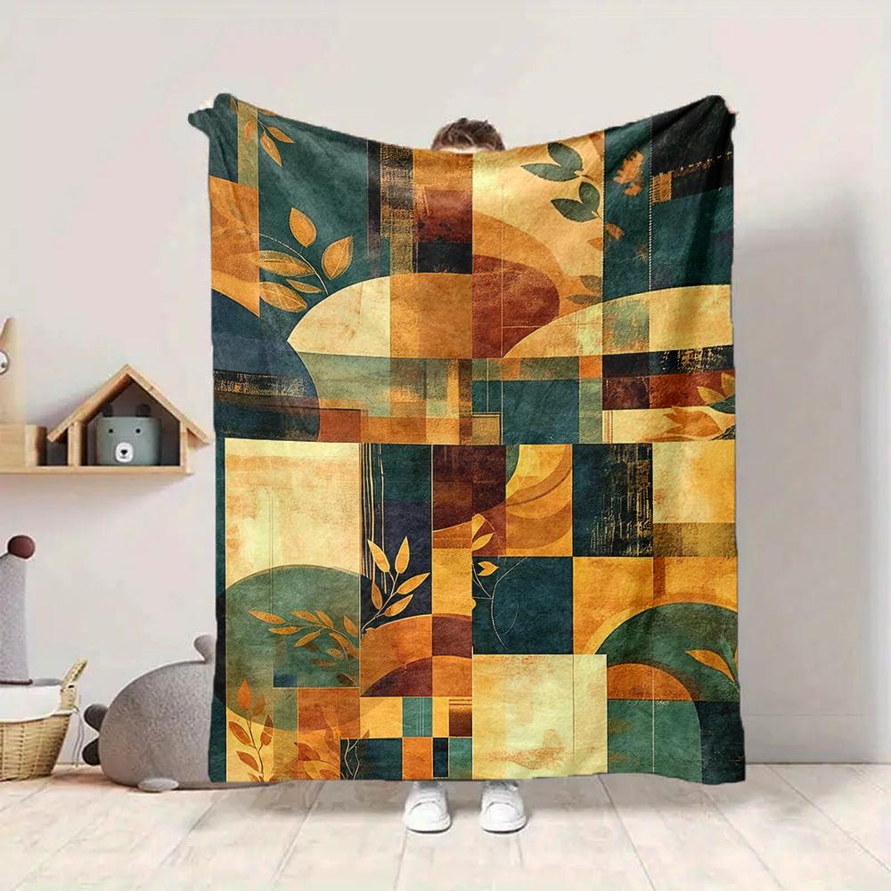 1Pc Abstract Art Composition Blanket Soft And Comfortable Casual Warm Camping Travel Christmas Halloween Xmas Gift M92832