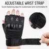Fingerless Gloves with Hard Knuckle Anti Slip Adjustable Half Finger Sports Gloves for Fitness Climbing Hiking Cycle